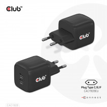 CLUB3D CAC-1909EU Caricabatterie per dispositivi mobili Telefono cellulare, Computer portatile, Smartphone Nero AC Interno