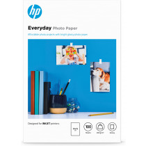 HP Everyday Photo Paper, Glossy, 200 g/m2, 10 x 15 cm (101 x 152 mm), 100 sheets carta fotografica Bianco