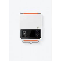 Cover in Silicone Samsung EF-GF721TWEGWW con Strap per Galaxy Z Flip4 SM-F721B Bianco Arancione
